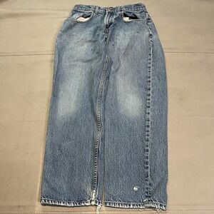 VTG Y2K GAP Blue Jean Men-31x30-Light Wash Distress Baggy Skate Wide Leg-4270